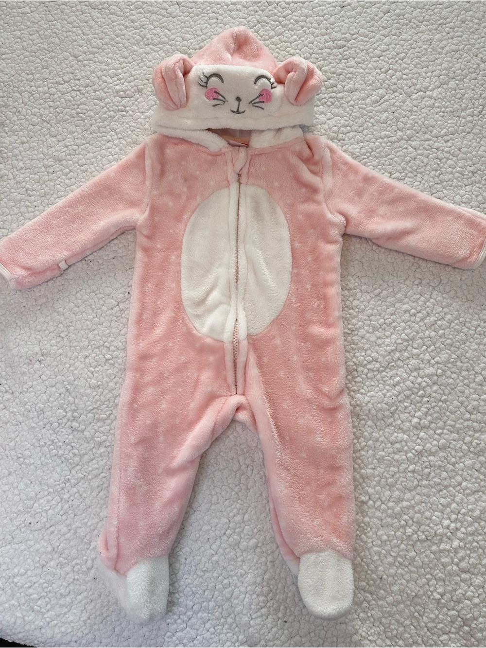 Penelope Mack Pink Plush Animal Hooded Footie with Cream Belly